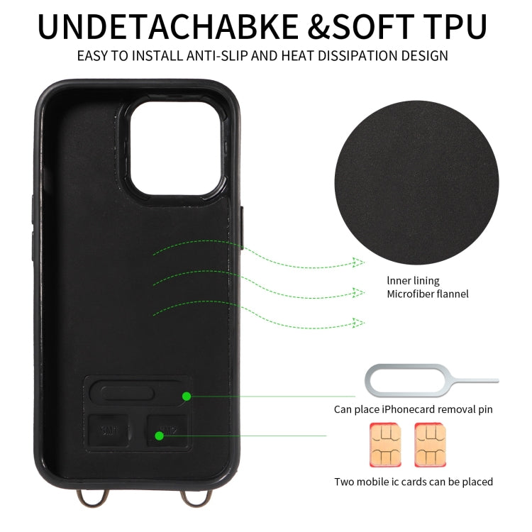 For iPhone 13 Pro Crossbodys Card Bag Ring Holder Leather Phone Case(Black) - iPhone 13 Pro Cases by buy2fix | Online Shopping UK | buy2fix