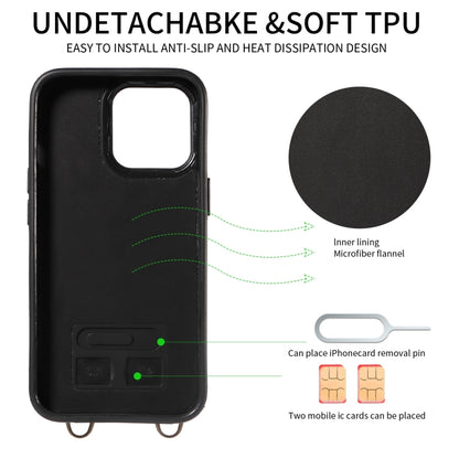 For iPhone 13 Pro Crossbodys Card Bag Ring Holder Leather Phone Case(Black) - iPhone 13 Pro Cases by buy2fix | Online Shopping UK | buy2fix