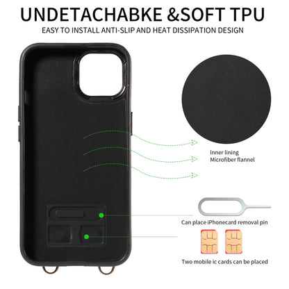 For iPhone 13 Crossbodys Card Bag Ring Holder Leather Phone Case(Green) - iPhone 13 Cases by buy2fix | Online Shopping UK | buy2fix