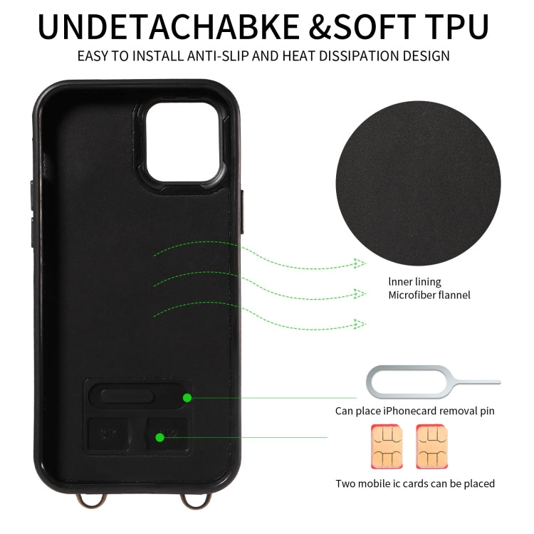For iPhone 12 / 12 Pro Crossbodys Card Bag Ring Holder Leather Phone Case(Black) - iPhone 12 / 12 Pro Cases by buy2fix | Online Shopping UK | buy2fix
