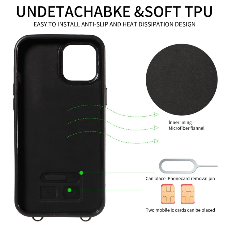 For iPhone 12 Pro Max Crossbodys Card Bag Ring Holder Leather Phone Case(Green) - iPhone 12 Pro Max Cases by buy2fix | Online Shopping UK | buy2fix