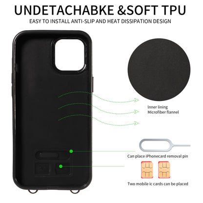 For iPhone 12 Pro Max Crossbodys Card Bag Ring Holder Leather Phone Case(Red) - iPhone 12 Pro Max Cases by buy2fix | Online Shopping UK | buy2fix