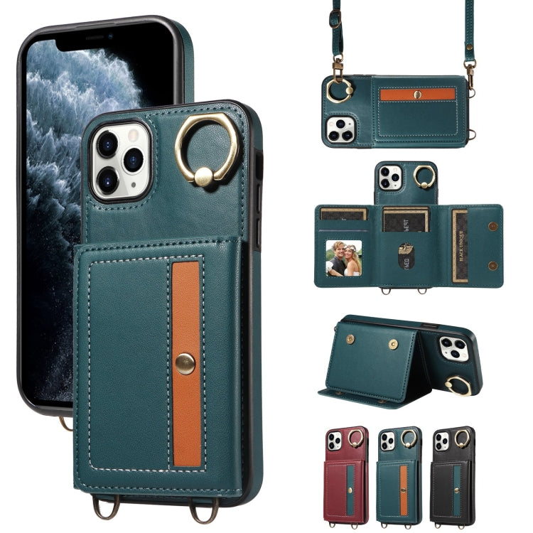For iPhone 11 Pro Max Crossbodys Card Bag Ring Holder Leather Phone Case(Green) - iPhone 11 Pro Max Cases by buy2fix | Online Shopping UK | buy2fix