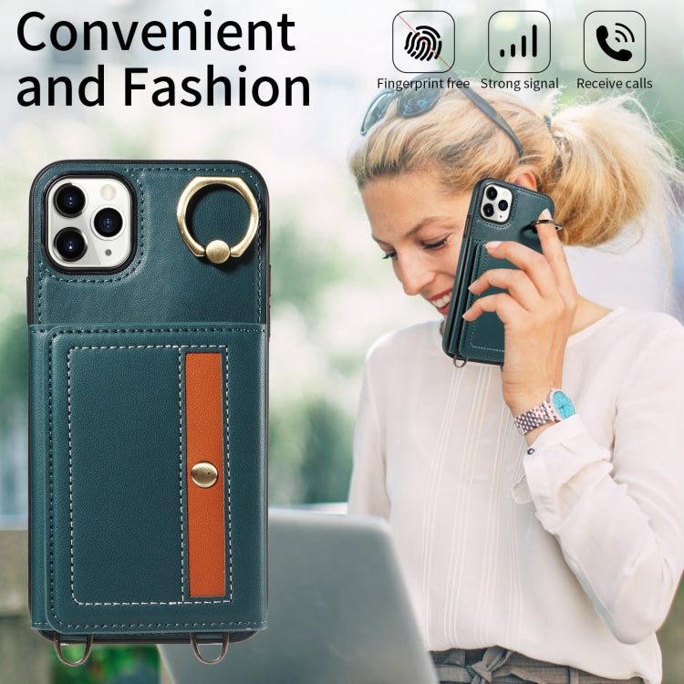 For iPhone 11 Pro Max Crossbodys Card Bag Ring Holder Leather Phone Case(Green) - iPhone 11 Pro Max Cases by buy2fix | Online Shopping UK | buy2fix