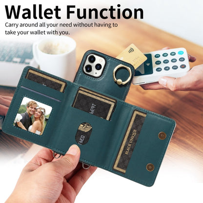 For iPhone 11 Pro Max Crossbodys Card Bag Ring Holder Leather Phone Case(Green) - iPhone 11 Pro Max Cases by buy2fix | Online Shopping UK | buy2fix