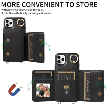 For iPhone 11 Pro Max Crossbodys Card Bag Ring Holder Leather Phone Case(Black) - iPhone 11 Pro Max Cases by buy2fix | Online Shopping UK | buy2fix