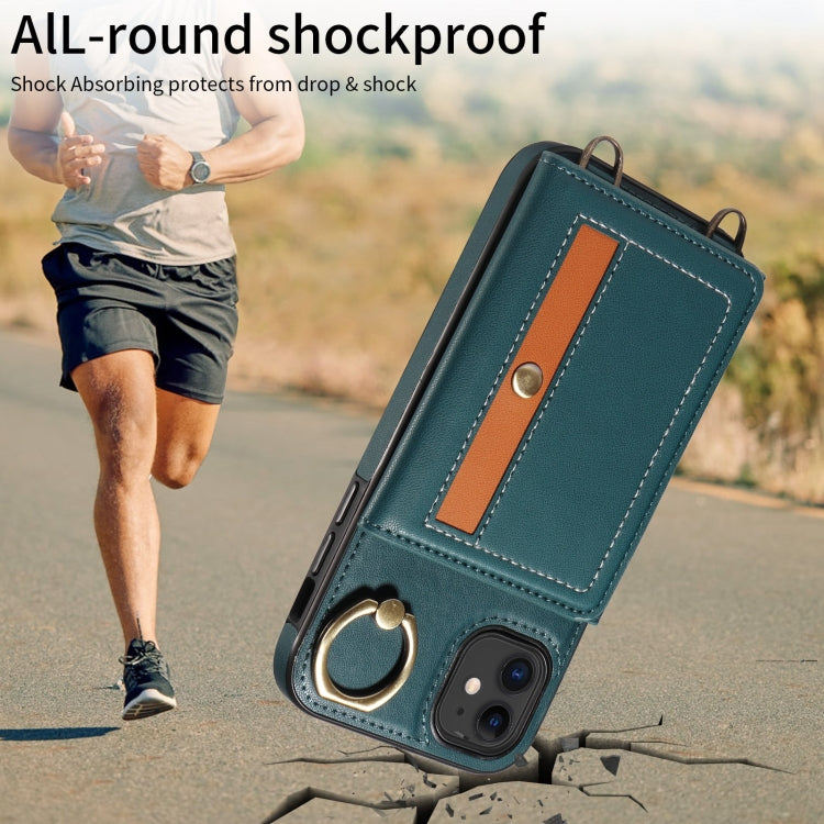 For iPhone 11 Crossbodys Card Bag Ring Holder Leather Phone Case(Green) - iPhone 11 Cases by buy2fix | Online Shopping UK | buy2fix