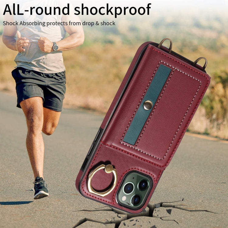For iPhone 11 Pro Crossbodys Card Bag Ring Holder Leather Phone Case(Red) - iPhone 11 Pro Cases by buy2fix | Online Shopping UK | buy2fix