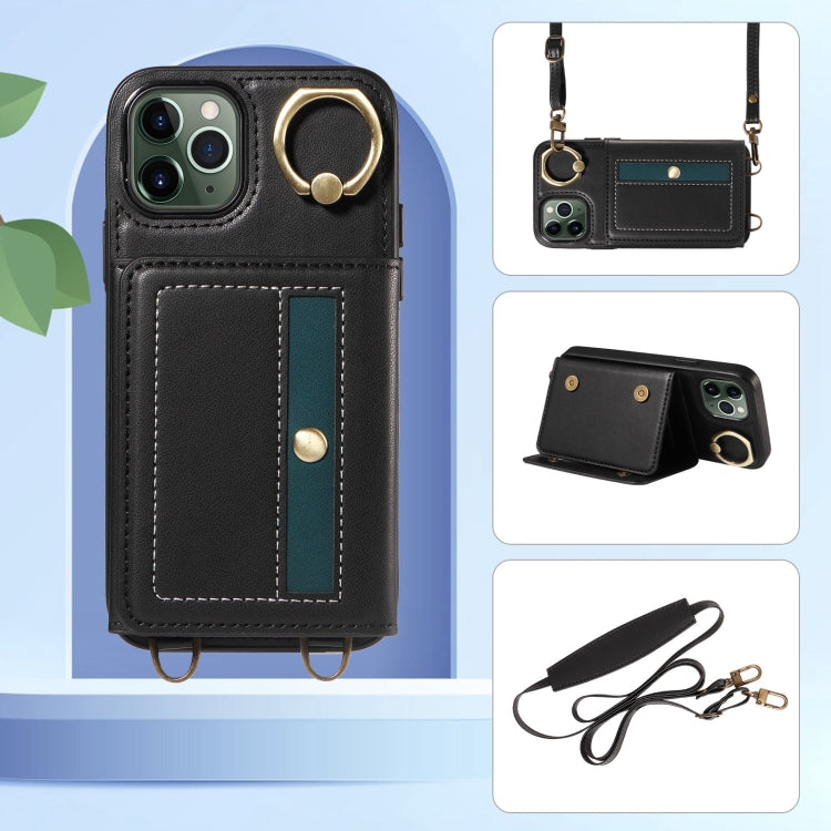 For iPhone 11 Pro Crossbodys Card Bag Ring Holder Leather Phone Case(Black) - iPhone 11 Pro Cases by buy2fix | Online Shopping UK | buy2fix