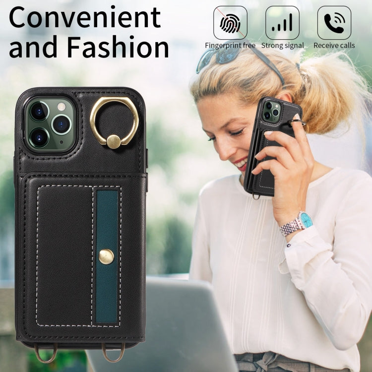 For iPhone 11 Pro Crossbodys Card Bag Ring Holder Leather Phone Case(Black) - iPhone 11 Pro Cases by buy2fix | Online Shopping UK | buy2fix