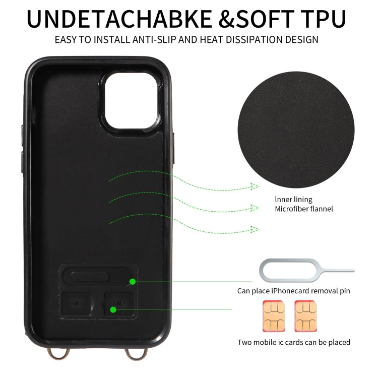 For iPhone 11 Pro Crossbodys Card Bag Ring Holder Leather Phone Case(Black) - iPhone 11 Pro Cases by buy2fix | Online Shopping UK | buy2fix
