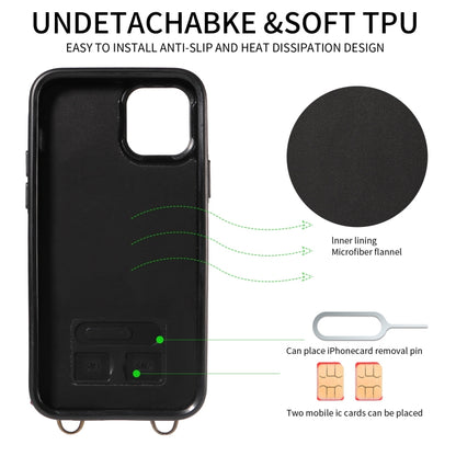 For iPhone 11 Pro Crossbodys Card Bag Ring Holder Leather Phone Case(Black) - iPhone 11 Pro Cases by buy2fix | Online Shopping UK | buy2fix