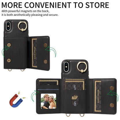 For iPhone X / XS Crossbodys Card Bag Ring Holder Leather Phone Case(Black) - More iPhone Cases by buy2fix | Online Shopping UK | buy2fix