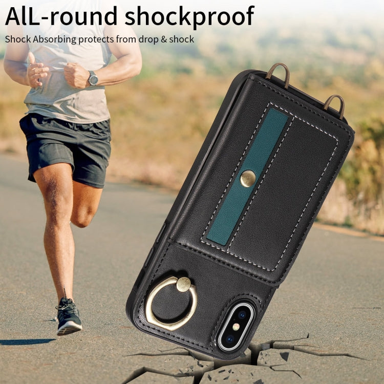 For iPhone XS Max Crossbodys Card Bag Ring Holder Leather Phone Case(Black) - More iPhone Cases by buy2fix | Online Shopping UK | buy2fix
