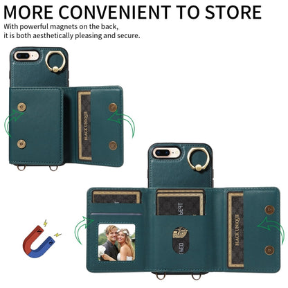 For iPhone 7 Plus / 8 Plus Crossbodys Card Bag Ring Holder Leather Phone Case(Green) - More iPhone Cases by buy2fix | Online Shopping UK | buy2fix