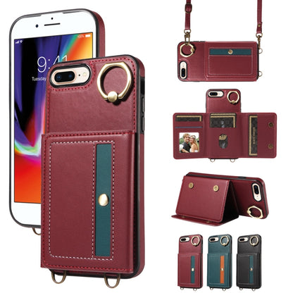 For iPhone 7 Plus / 8 Plus Crossbodys Card Bag Ring Holder Leather Phone Case(Red) - More iPhone Cases by buy2fix | Online Shopping UK | buy2fix