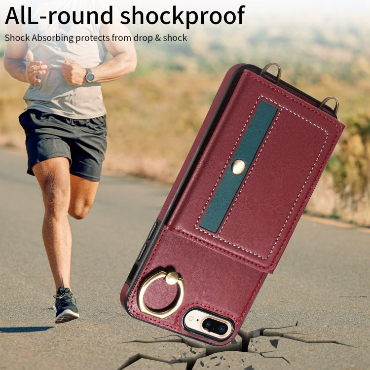 For iPhone 7 Plus / 8 Plus Crossbodys Card Bag Ring Holder Leather Phone Case(Red) - More iPhone Cases by buy2fix | Online Shopping UK | buy2fix