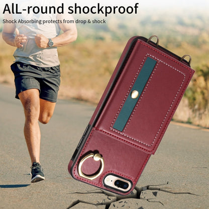 For iPhone 7 Plus / 8 Plus Crossbodys Card Bag Ring Holder Leather Phone Case(Red) - More iPhone Cases by buy2fix | Online Shopping UK | buy2fix