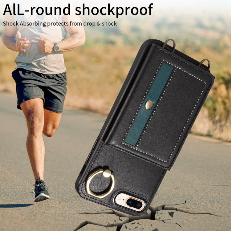 For iPhone 7 Plus / 8 Plus Crossbodys Card Bag Ring Holder Leather Phone Case(Black) - More iPhone Cases by buy2fix | Online Shopping UK | buy2fix