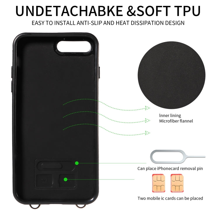 For iPhone 7 Plus / 8 Plus Crossbodys Card Bag Ring Holder Leather Phone Case(Black) - More iPhone Cases by buy2fix | Online Shopping UK | buy2fix