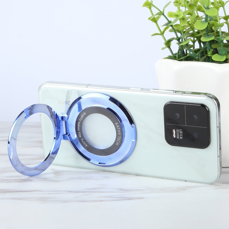 Glitter Ultra-thin Fold Plastics Phone Holder(Blue) - Ring Holder by buy2fix | Online Shopping UK | buy2fix