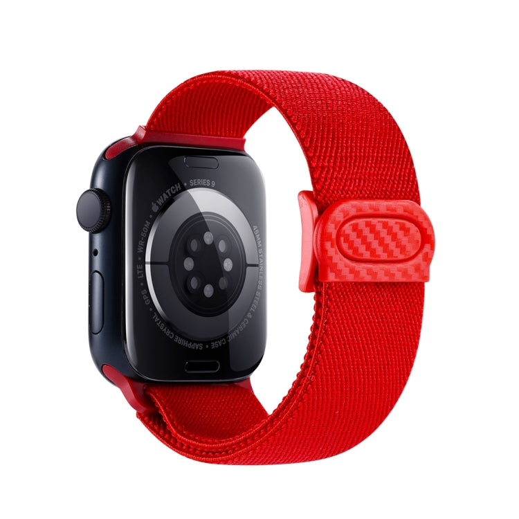 For Apple Watch Ultra 2 49mm Carbon Fiber Texture Snap Buckle Nylon Watch Band(Red) - Watch Bands by buy2fix | Online Shopping UK | buy2fix