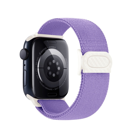 For Apple Watch Ultra 2 49mm Carbon Fiber Texture Snap Buckle Nylon Watch Band(Purple) by buy2fix