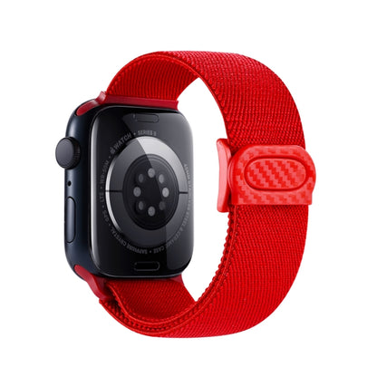 For Apple Watch Ultra 49mm Carbon Fiber Texture Snap Buckle Nylon Watch Band(Red) - Watch Bands by buy2fix | Online Shopping UK | buy2fix