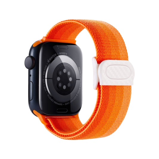 For Apple Watch Ultra 49mm Carbon Fiber Texture Snap Buckle Nylon Watch Band(Gradient Orange) by buy2fix