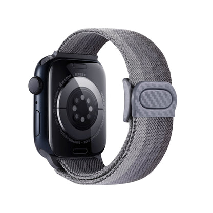 For Apple Watch Ultra 49mm Carbon Fiber Texture Snap Buckle Nylon Watch Band(Gradient Grey) - Watch Bands by buy2fix | Online Shopping UK | buy2fix