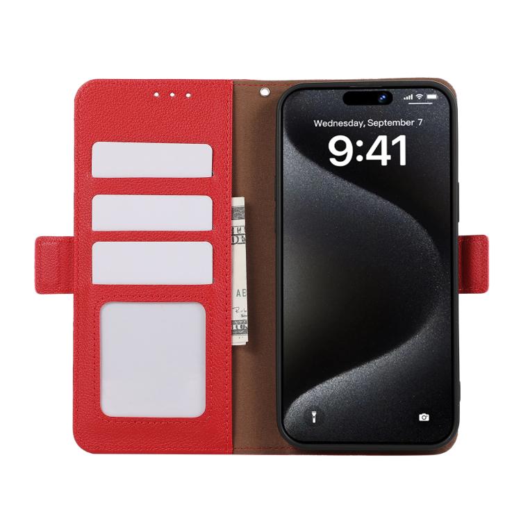 For iPhone 17 Air ABEEL Side-Magnetic Litchi Pattern Leather RFID Phone Case(Red) - iPhone 17 Air Cases by buy2fix | Online Shopping UK | buy2fix