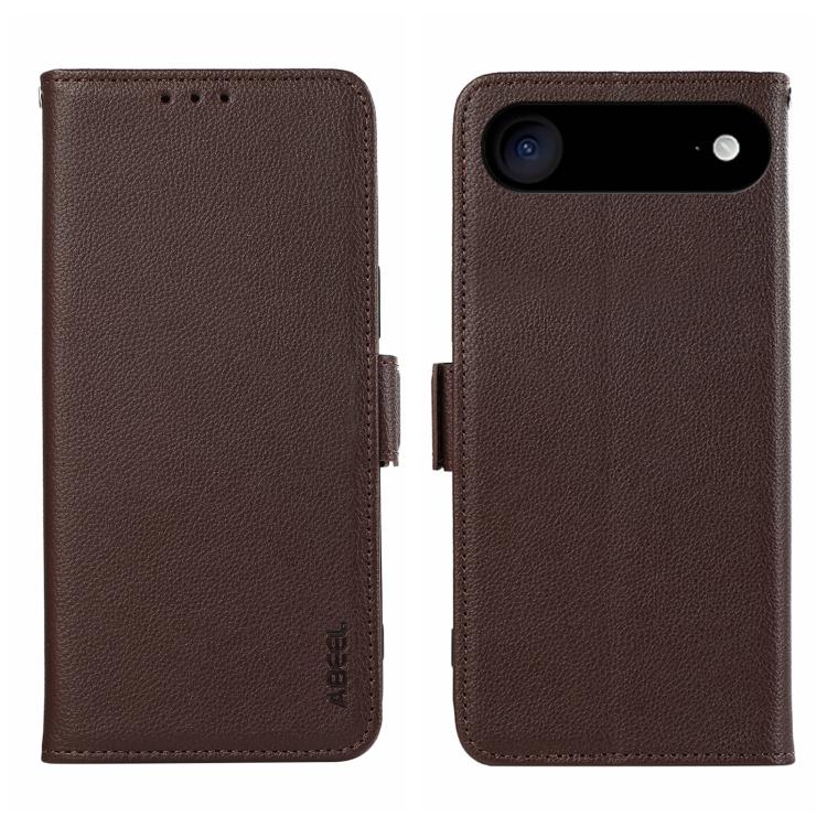 For iPhone Air ABEEL Side-Magnetic Litchi Pattern Leather RFID Phone Case(Brown) - iPhone Air Cases by buy2fix | Online Shopping UK | buy2fix