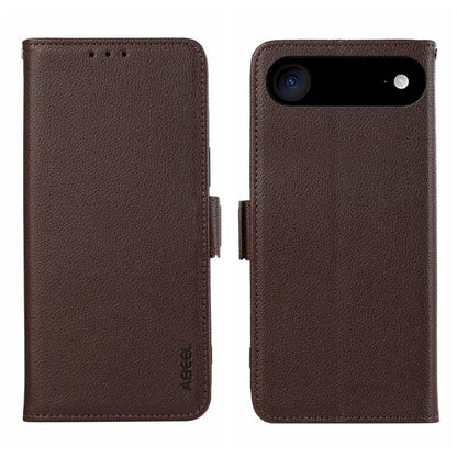 For iPhone Air ABEEL Side-Magnetic Litchi Pattern Leather RFID Phone Case(Brown) - iPhone Air Cases by buy2fix | Online Shopping UK | buy2fix