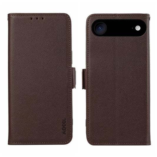 For iPhone Air ABEEL Side-Magnetic Litchi Pattern Leather RFID Phone Case(Brown) - iPhone Air Cases by buy2fix | Online Shopping UK | buy2fix