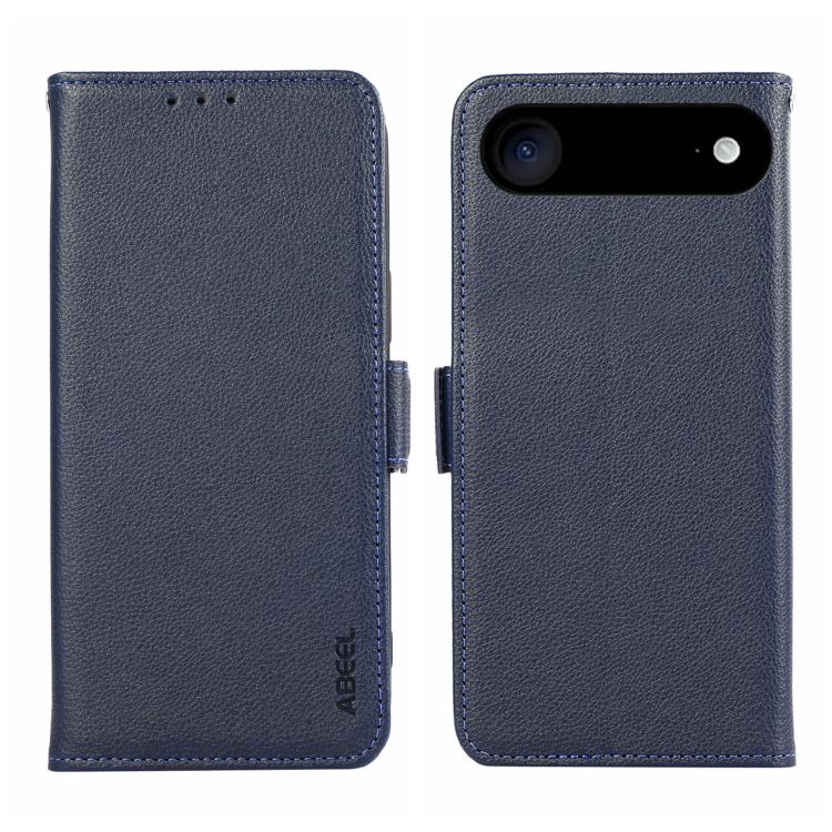 For iPhone Air ABEEL Side-Magnetic Litchi Pattern Leather RFID Phone Case(Blue) - iPhone Air Cases by buy2fix | Online Shopping UK | buy2fix