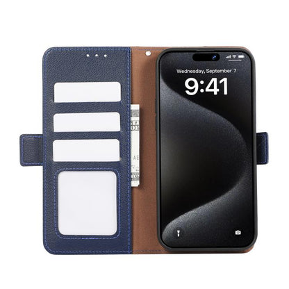 For iPhone Air ABEEL Side-Magnetic Litchi Pattern Leather RFID Phone Case(Blue) - iPhone Air Cases by buy2fix | Online Shopping UK | buy2fix