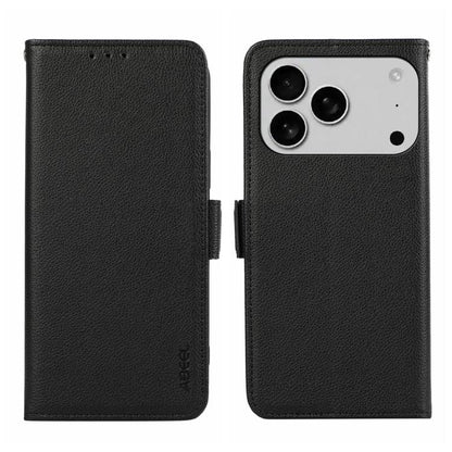 For iPhone 17 Pro ABEEL Side-Magnetic Litchi Pattern Leather RFID Phone Case(Black) - iPhone 17 Pro Cases by buy2fix | Online Shopping UK | buy2fix
