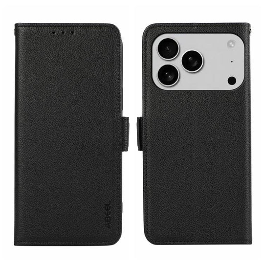 For iPhone 18 Pro / 17 Pro ABEEL Side-Magnetic Litchi Pattern Leather RFID Phone Case(Black)