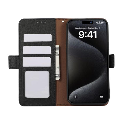 For iPhone 17 Pro ABEEL Side-Magnetic Litchi Pattern Leather RFID Phone Case(Black) - iPhone 17 Pro Cases by buy2fix | Online Shopping UK | buy2fix
