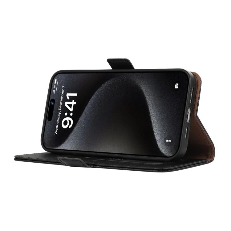 For iPhone 17 Pro ABEEL Side-Magnetic Litchi Pattern Leather RFID Phone Case(Black) - iPhone 17 Pro Cases by buy2fix | Online Shopping UK | buy2fix