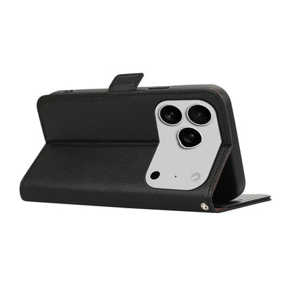 For iPhone 17 Pro ABEEL Side-Magnetic Litchi Pattern Leather RFID Phone Case(Black) - iPhone 17 Pro Cases by buy2fix | Online Shopping UK | buy2fix