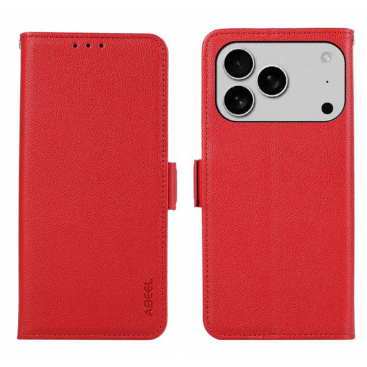 For iPhone 17 Pro ABEEL Side-Magnetic Litchi Pattern Leather RFID Phone Case(Red) - iPhone 17 Pro Cases by buy2fix | Online Shopping UK | buy2fix
