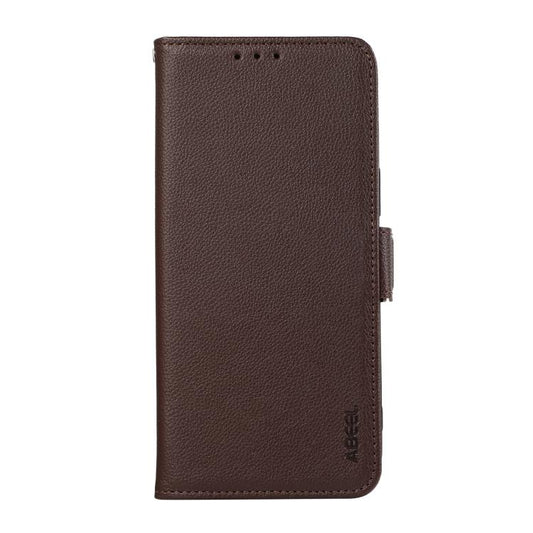 For iPhone 17 Pro ABEEL Side-Magnetic Litchi Pattern Leather RFID Phone Case(Brown) - iPhone 17 Pro Cases by buy2fix | Online Shopping UK | buy2fix