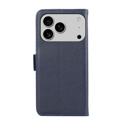 For iPhone 17 Pro ABEEL Side-Magnetic Litchi Pattern Leather RFID Phone Case(Blue) - iPhone 17 Pro Cases by buy2fix | Online Shopping UK | buy2fix