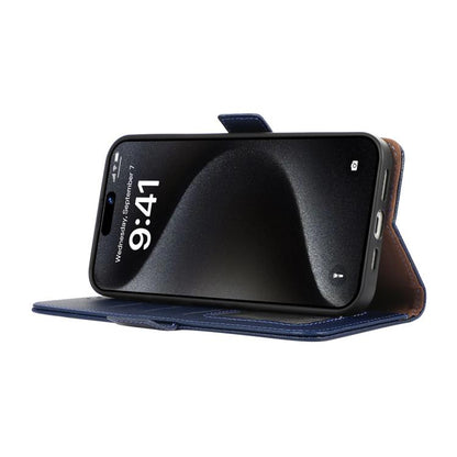 For iPhone 17 Pro ABEEL Side-Magnetic Litchi Pattern Leather RFID Phone Case(Blue) - iPhone 17 Pro Cases by buy2fix | Online Shopping UK | buy2fix