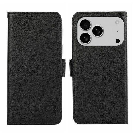 For iPhone 17 Pro Max ABEEL Side-Magnetic Litchi Pattern Leather RFID Phone Case(Black) - iPhone 17 Pro Max Cases by buy2fix | Online Shopping UK | buy2fix