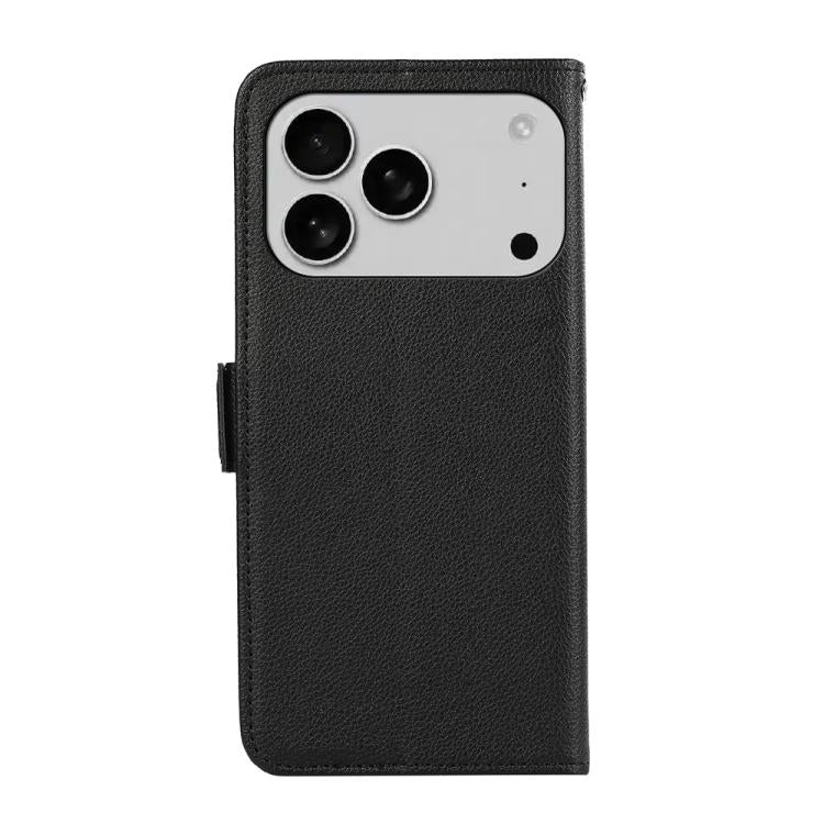 For iPhone 17 Pro Max ABEEL Side-Magnetic Litchi Pattern Leather RFID Phone Case(Black) - iPhone 17 Pro Max Cases by buy2fix | Online Shopping UK | buy2fix