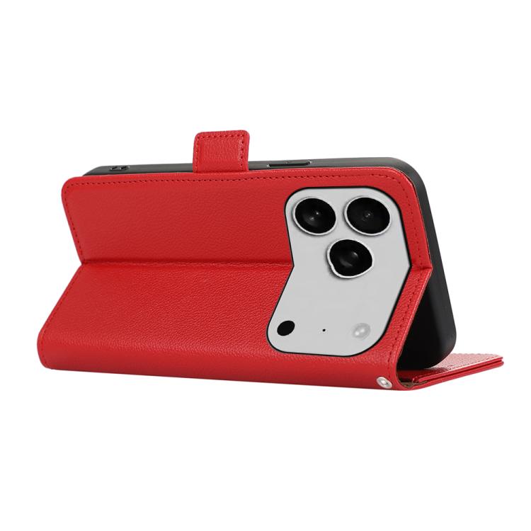 For iPhone 17 Pro Max ABEEL Side-Magnetic Litchi Pattern Leather RFID Phone Case(Red) - iPhone 17 Pro Max Cases by buy2fix | Online Shopping UK | buy2fix