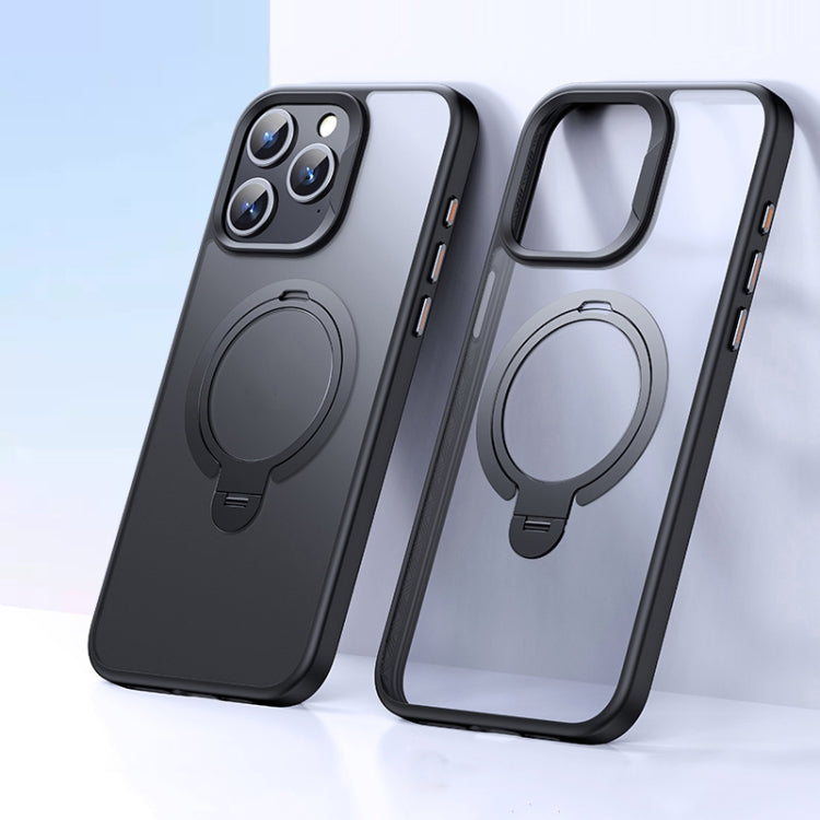 For iPhone 13 Pro Max Double Ring MagSafe Magnetic Holder Phone Case(Matte Black) - iPhone 13 Pro Max Cases by buy2fix | Online Shopping UK | buy2fix