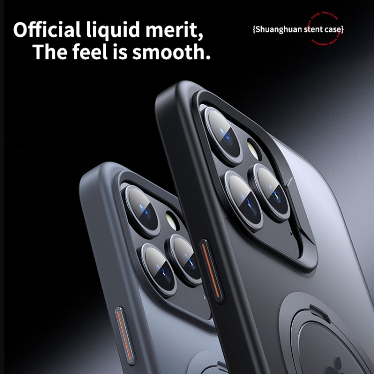 For iPhone 13 Pro Max Double Ring MagSafe Magnetic Holder Phone Case(Matte Black) - iPhone 13 Pro Max Cases by buy2fix | Online Shopping UK | buy2fix